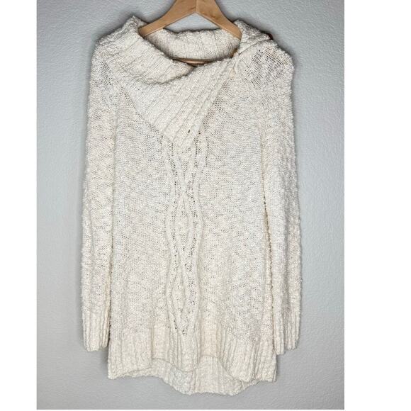 Anthropologie Moth Cozy White Cable Knit‎ Sweater Size Medium - Picture 1 of 7